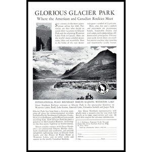 1940 Great Northern Railway Glacier National Park Vintage Print Ad Rockies Art